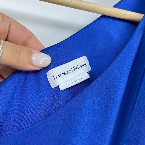 Lovers and Friends | Ana Dress in Cobalt Blue One Shoulder Wrap Mini XS - Picture 5 of 14